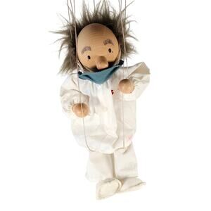 Wooden Puppet Marionette Doctor Doll Sigikid Germany Nurse 17" Handmade VTG READ